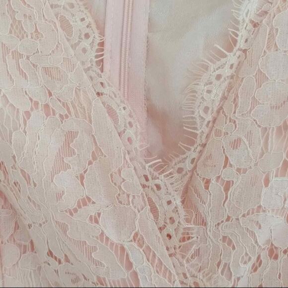 Lulu's NEW In This Moment Blush Pink Eyelash Lace Sleeveless Skater Mini Dress S - Picture 3 of 9